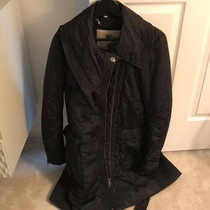 Burberry Belted Black Winter Coat with Collar